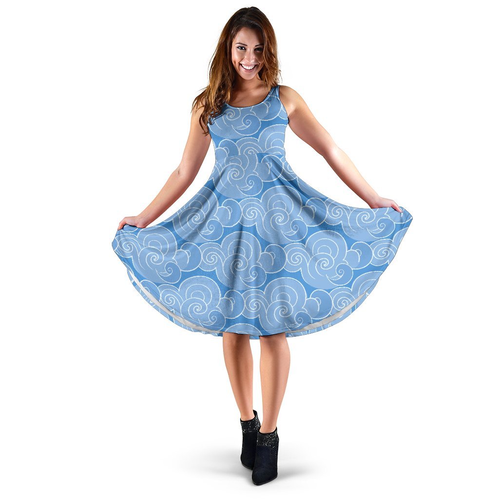 Cloud Pattern Print Dress-grizzshop