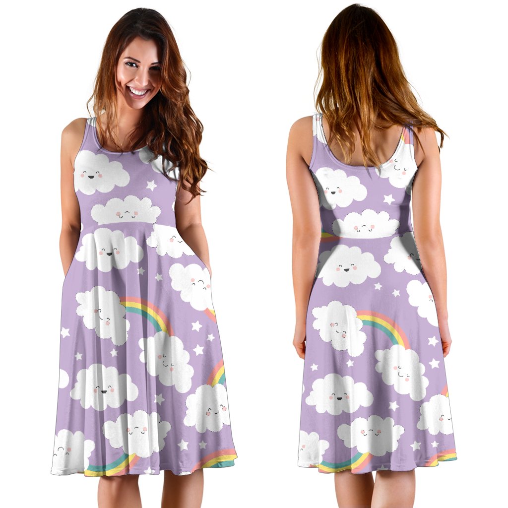 Cloud Smile Pattern Print Dress-grizzshop