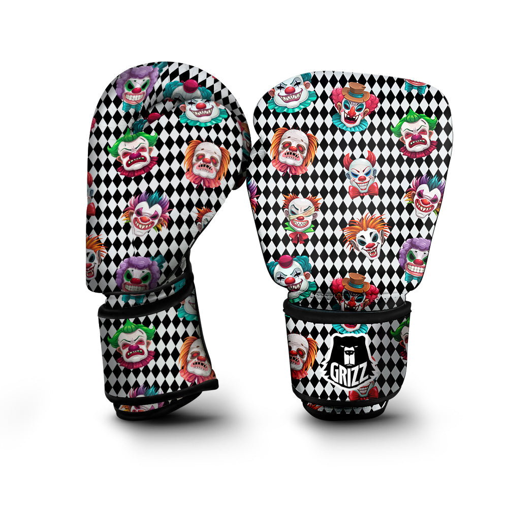 Clown Faces And Harlequin Black Print Pattern Boxing Gloves-grizzshop