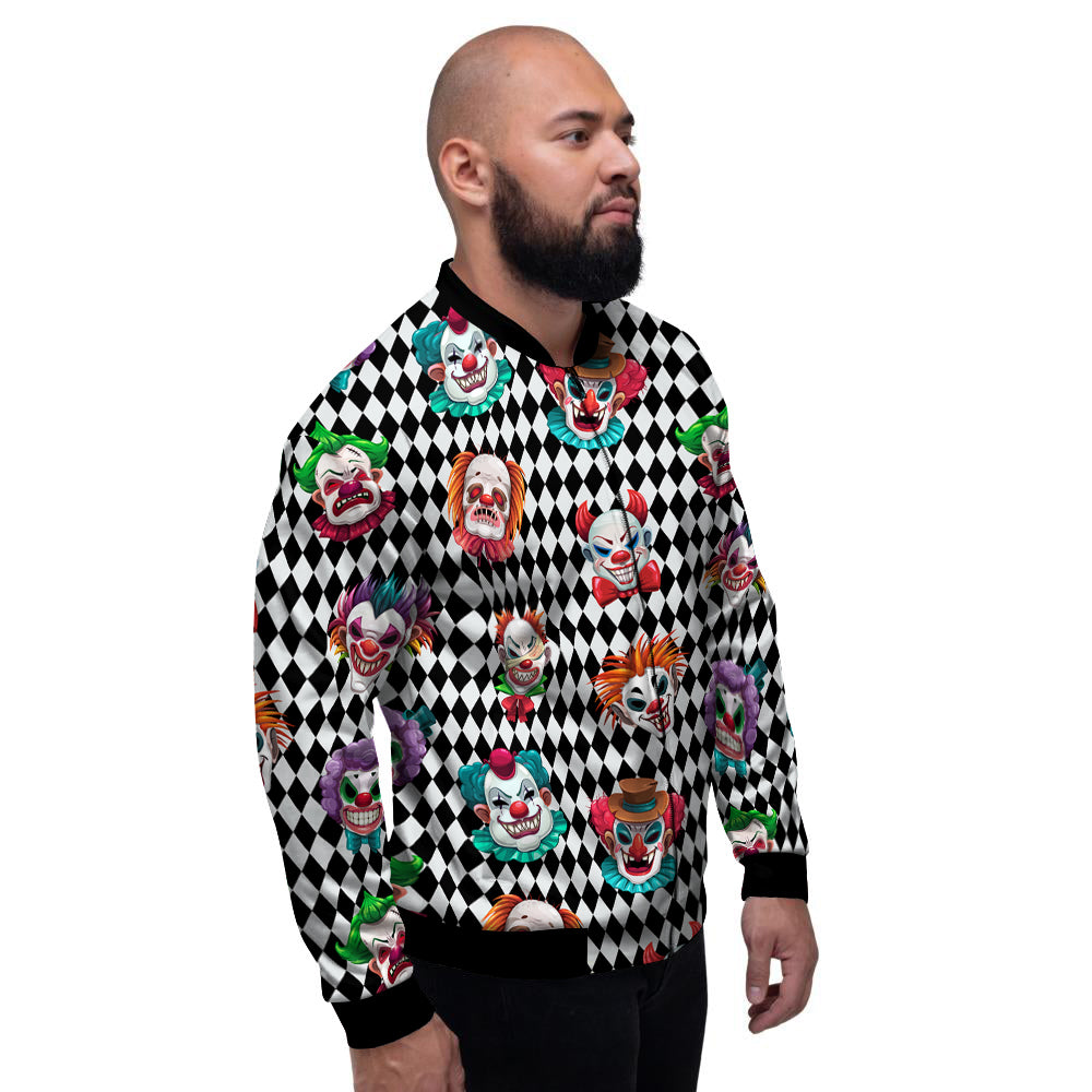 Clown Faces And Harlequin Black Print Pattern Men's Bomber Jacket-grizzshop