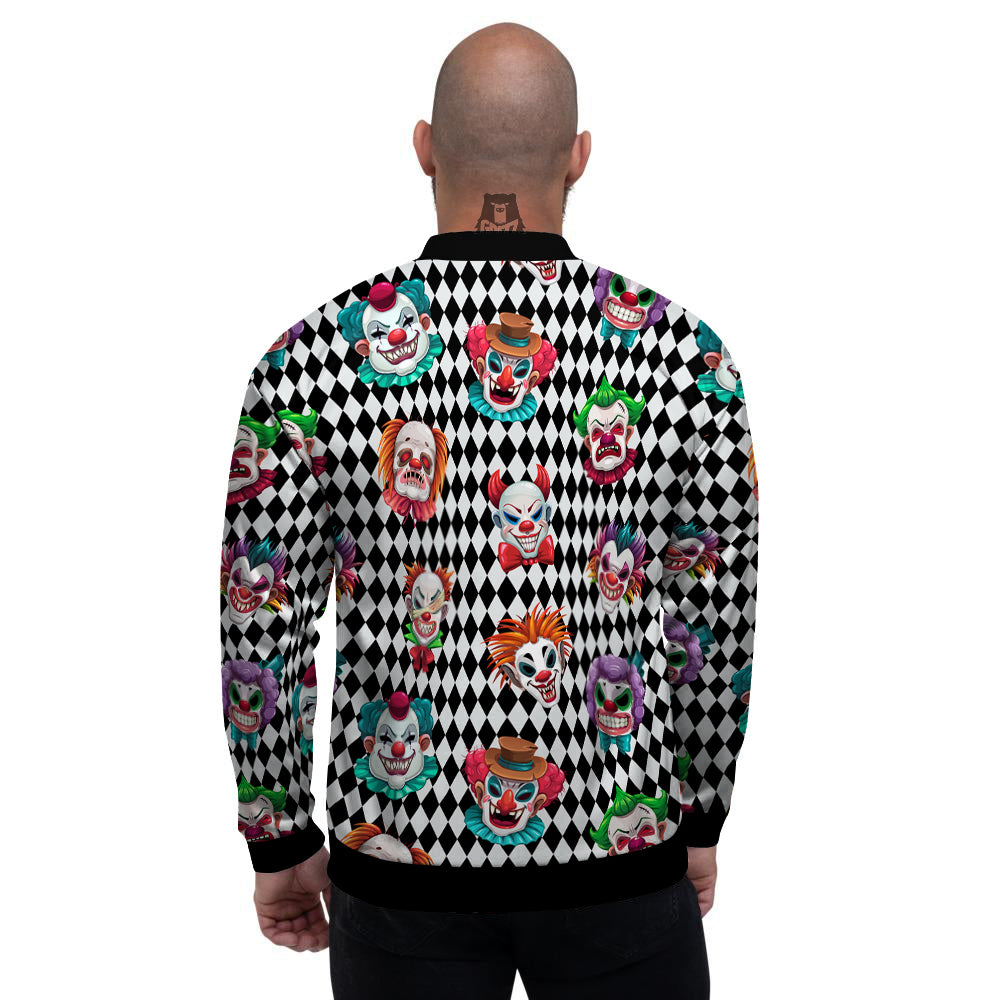 Clown Faces And Harlequin Black Print Pattern Men's Bomber Jacket-grizzshop