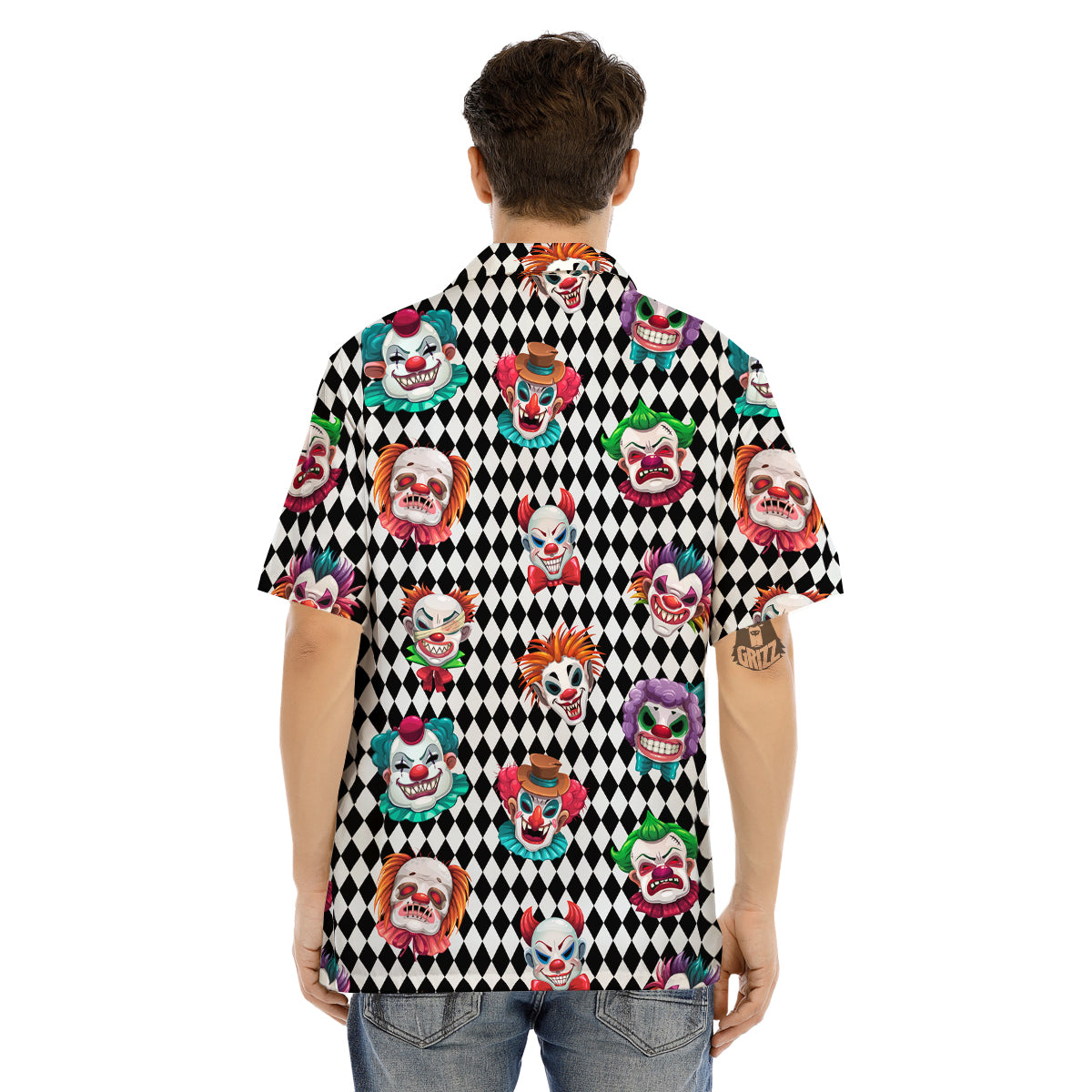 Clown Faces And Harlequin Black Print Pattern Men's Hawaiian Shirt-grizzshop