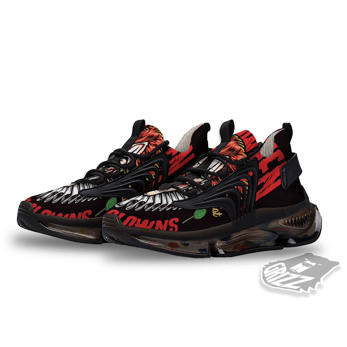 Clown Halloween Print Black Gym Shoes-grizzshop