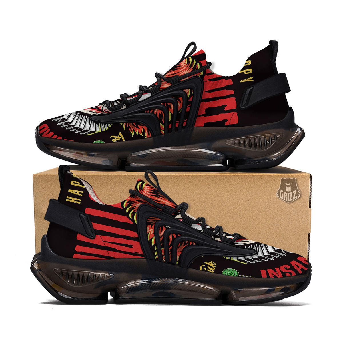 Clown Halloween Print Black Gym Shoes-grizzshop