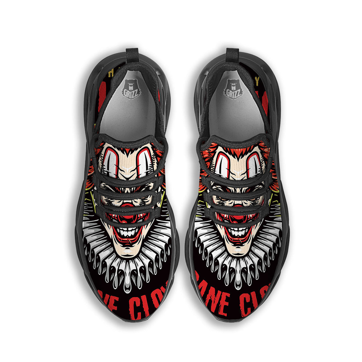 Clown Halloween Print Black Running Shoes-grizzshop