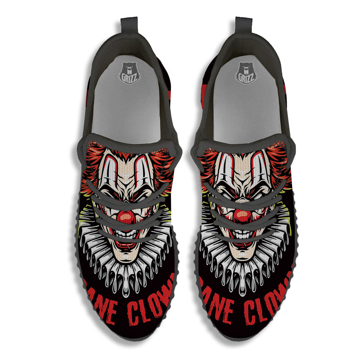 Clown Halloween Print Black Walking Shoes-grizzshop