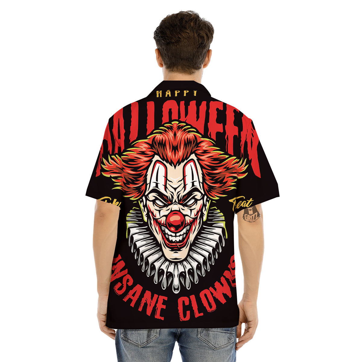 Clown Halloween Print Men's Hawaiian Shirt-grizzshop
