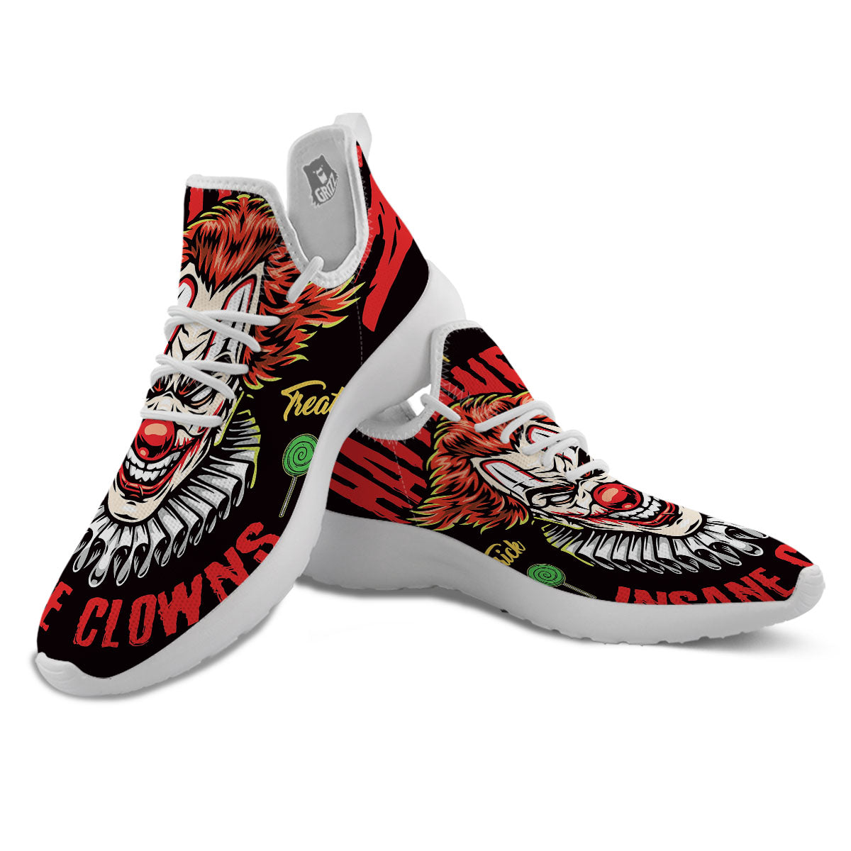 Clown Halloween Print White Athletic Shoes-grizzshop