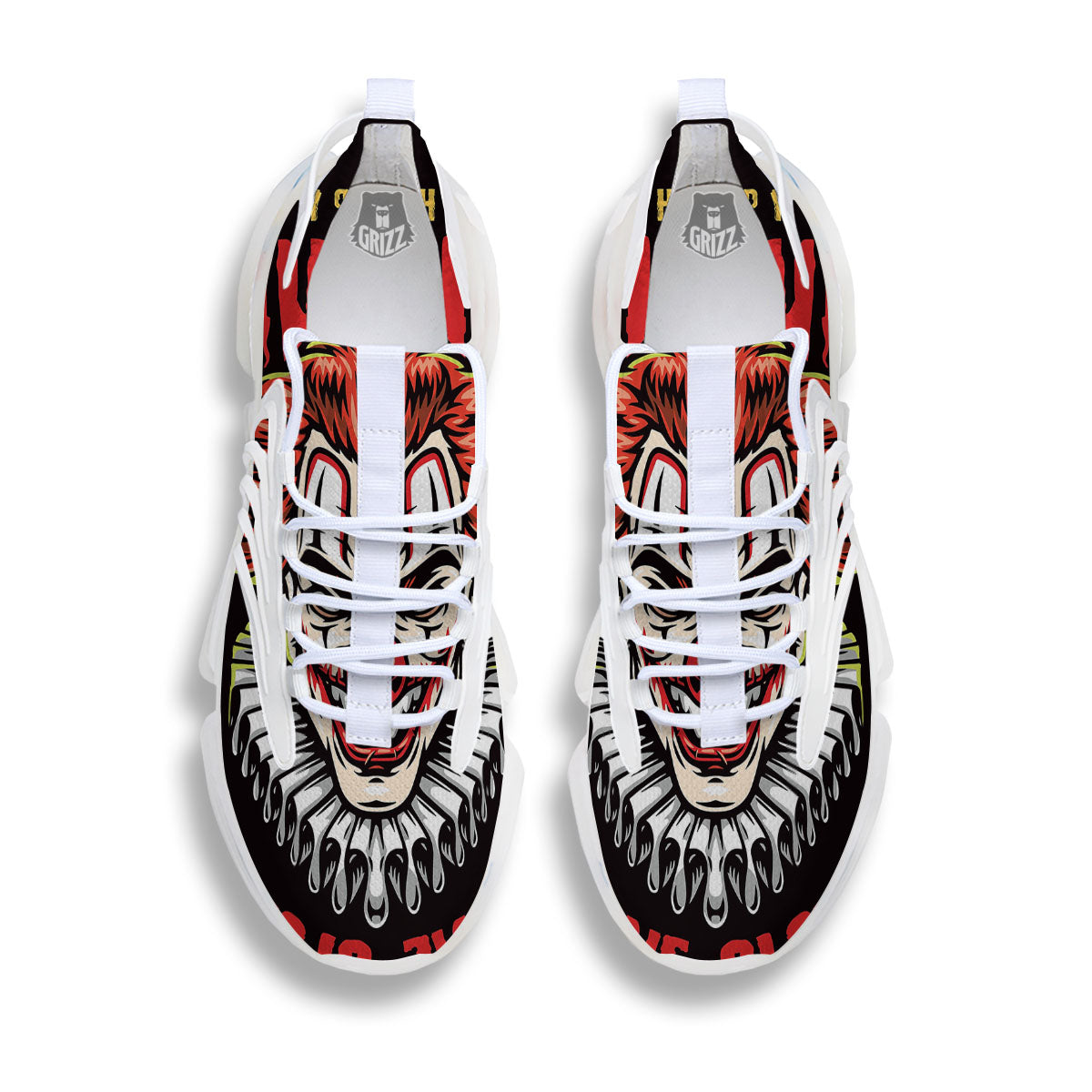Clown Halloween Print White Gym Shoes-grizzshop