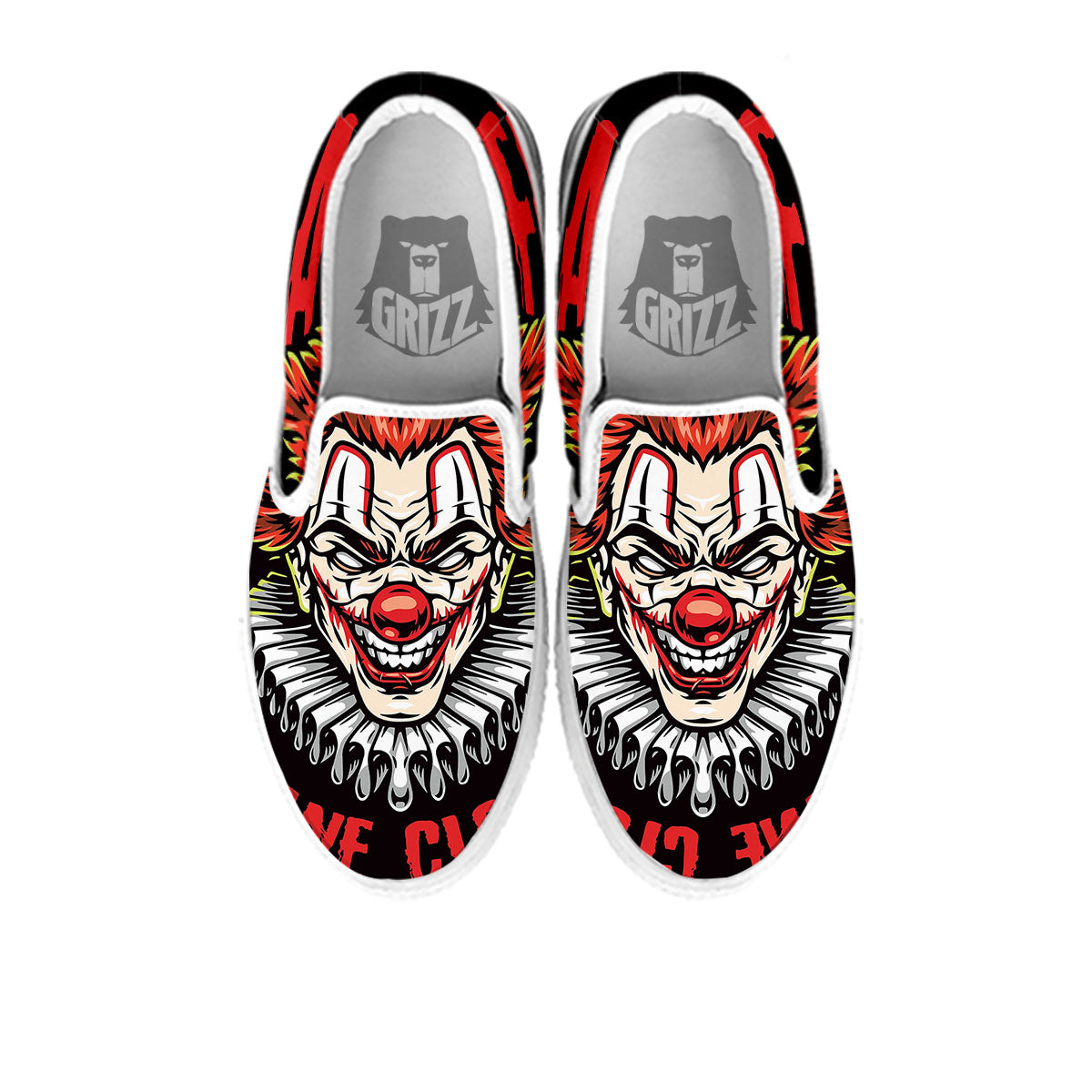 Clown Halloween Print White Slip On Shoes-grizzshop