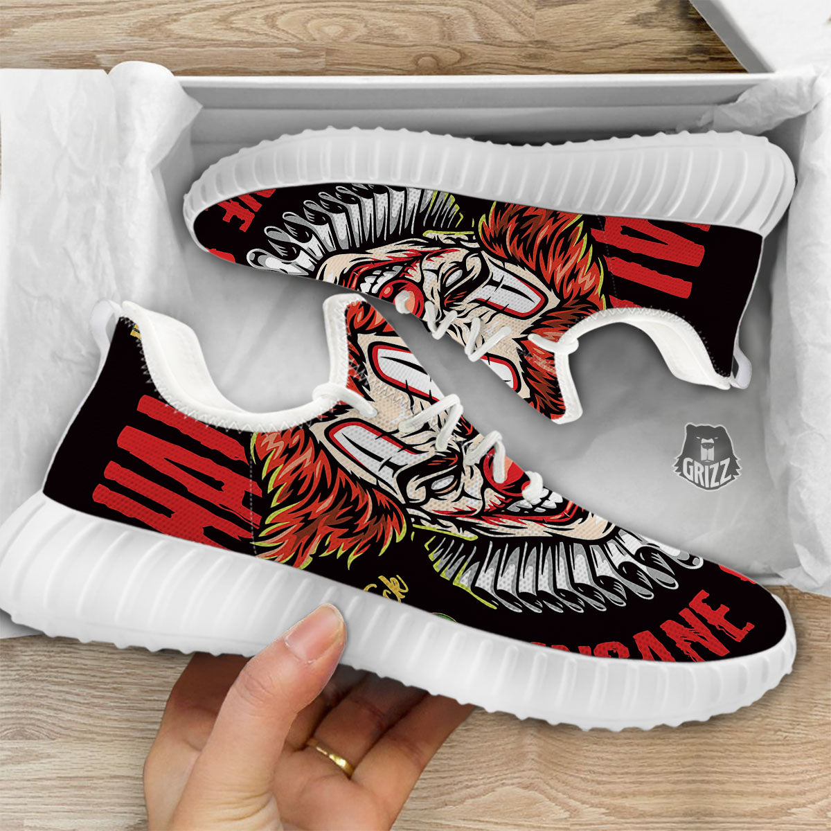Clown Halloween Print White Walking Shoes-grizzshop