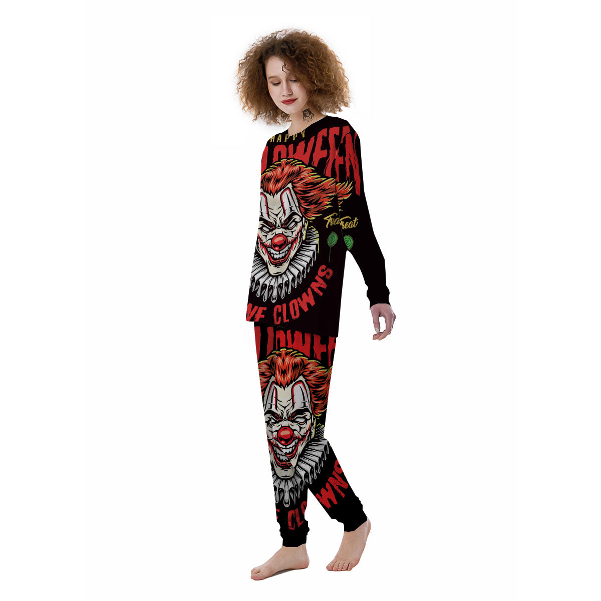 Clown Halloween Print Women's Pajamas-grizzshop