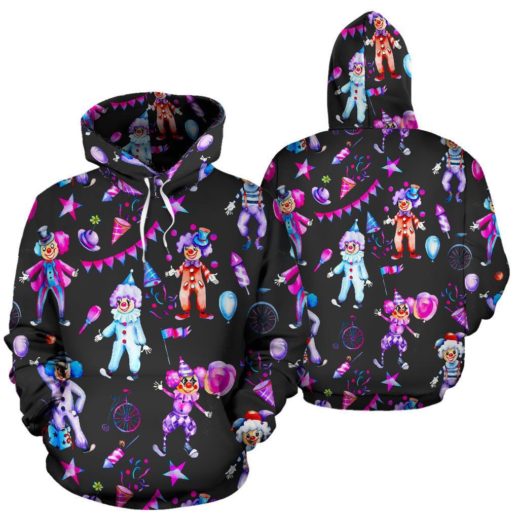 Clown Pattern Print Men Women Pullover Hoodie-grizzshop