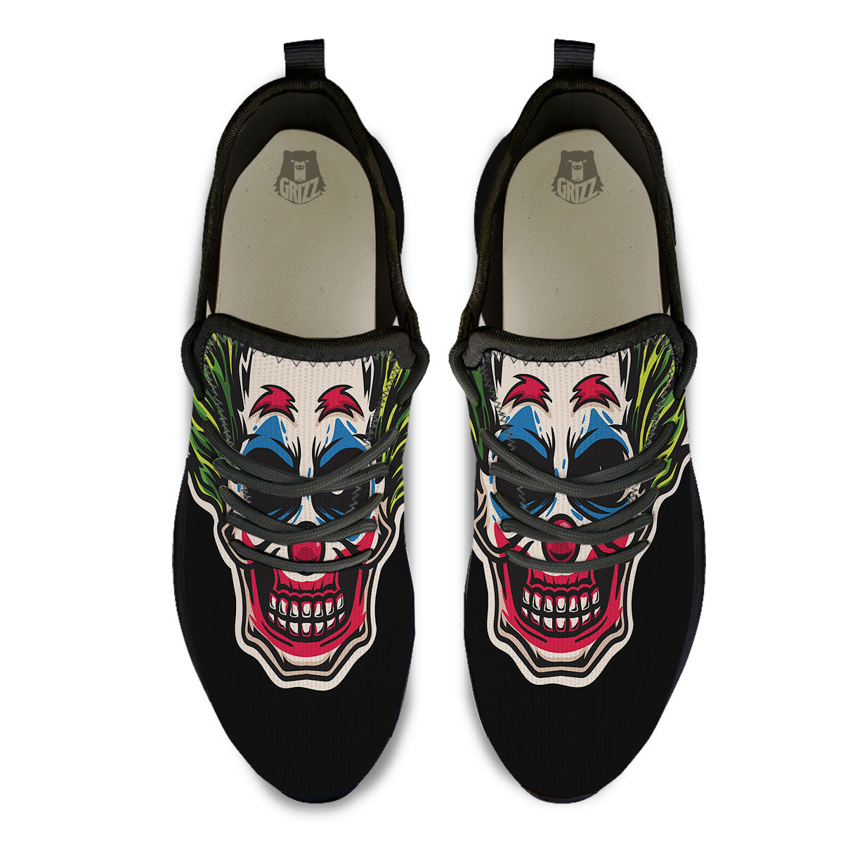 Clown Scary Cartoon Print Black Athletic Shoes-grizzshop