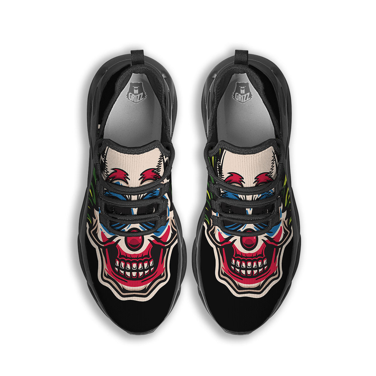 Clown Scary Cartoon Print Black Running Shoes-grizzshop