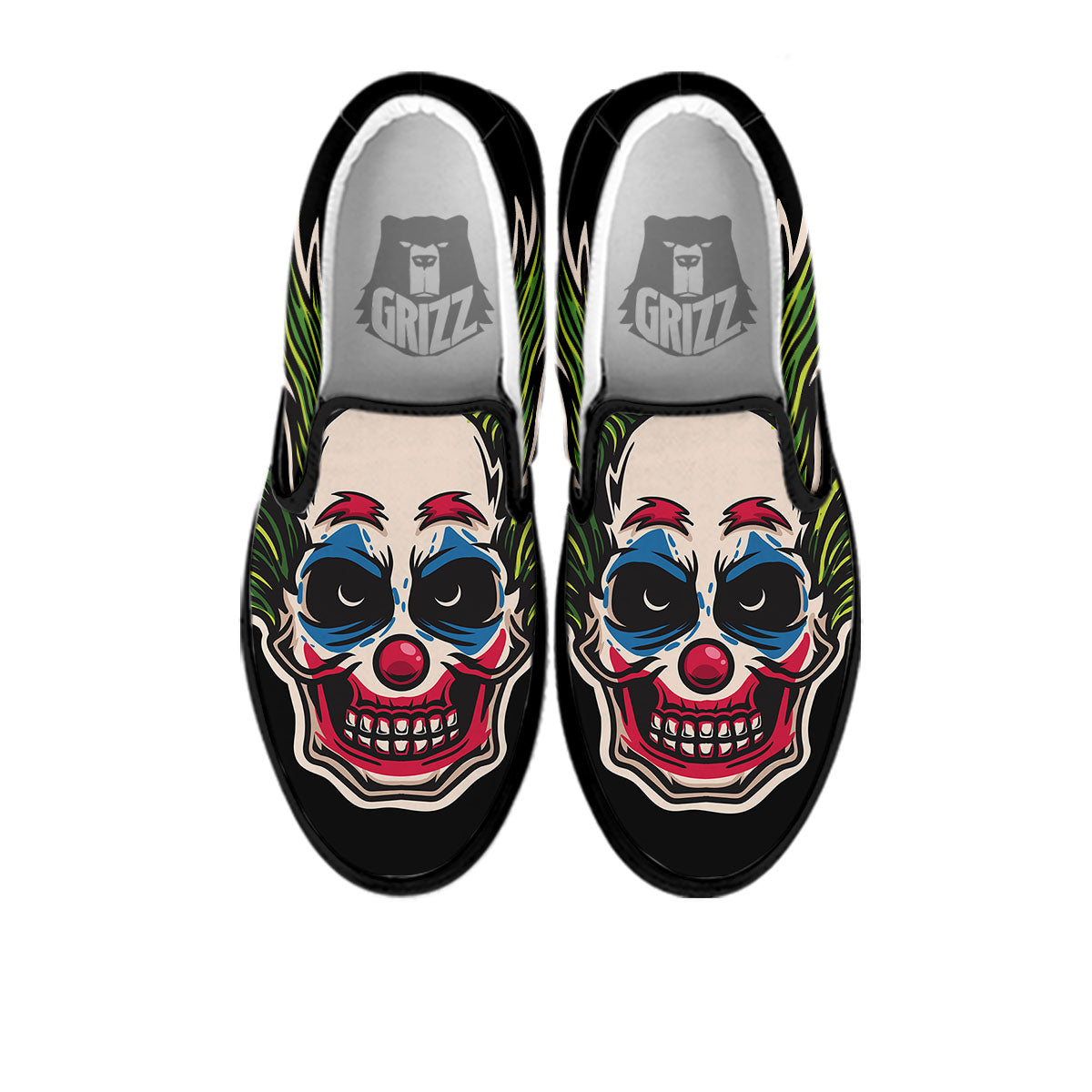 Clown Scary Cartoon Print Black Slip On Shoes-grizzshop