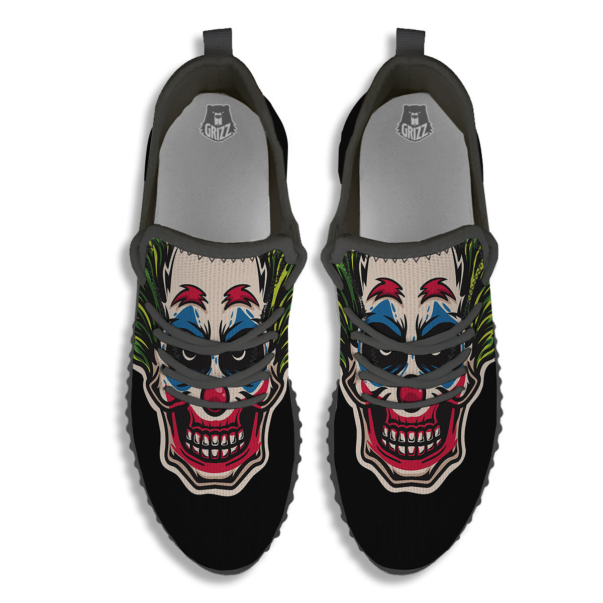 Clown Scary Cartoon Print Black Walking Shoes-grizzshop