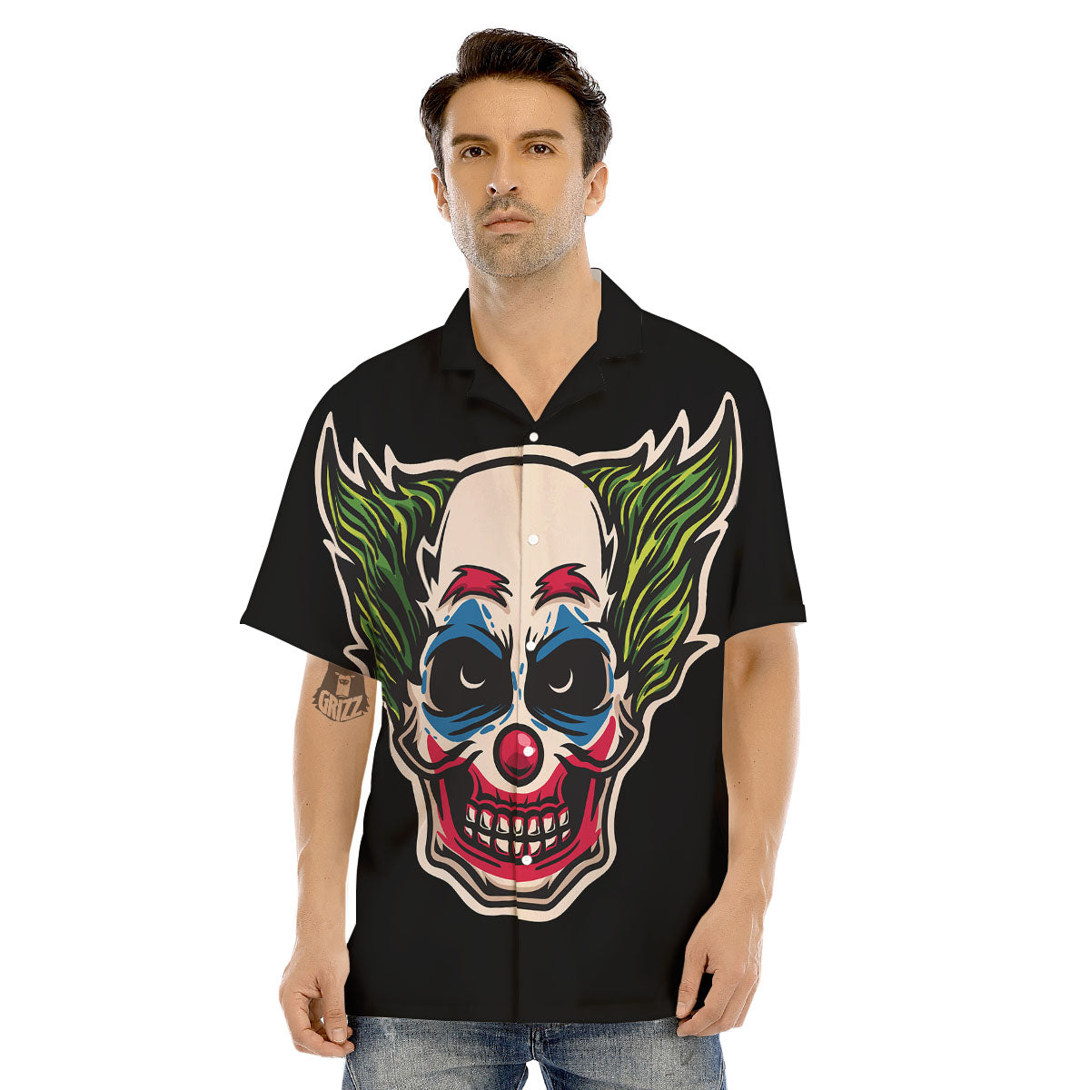 Clown Scary Cartoon Print Men's Hawaiian Shirt-grizzshop