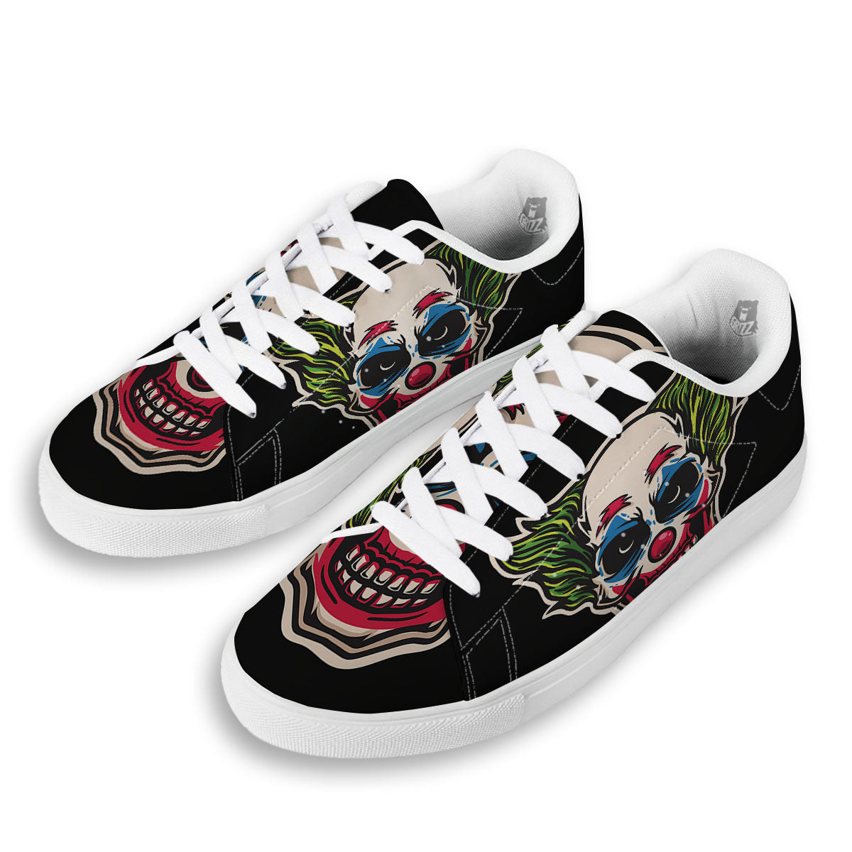 Clown Scary Cartoon Print White Low Top Sneakers-grizzshop