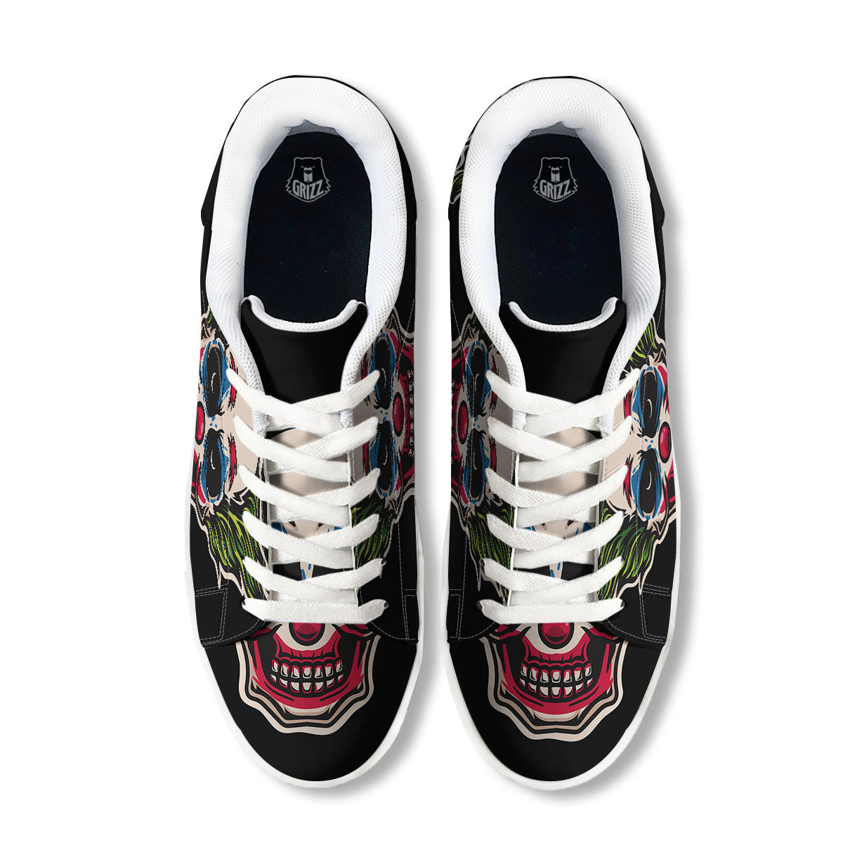 Clown Scary Cartoon Print White Low Top Sneakers-grizzshop