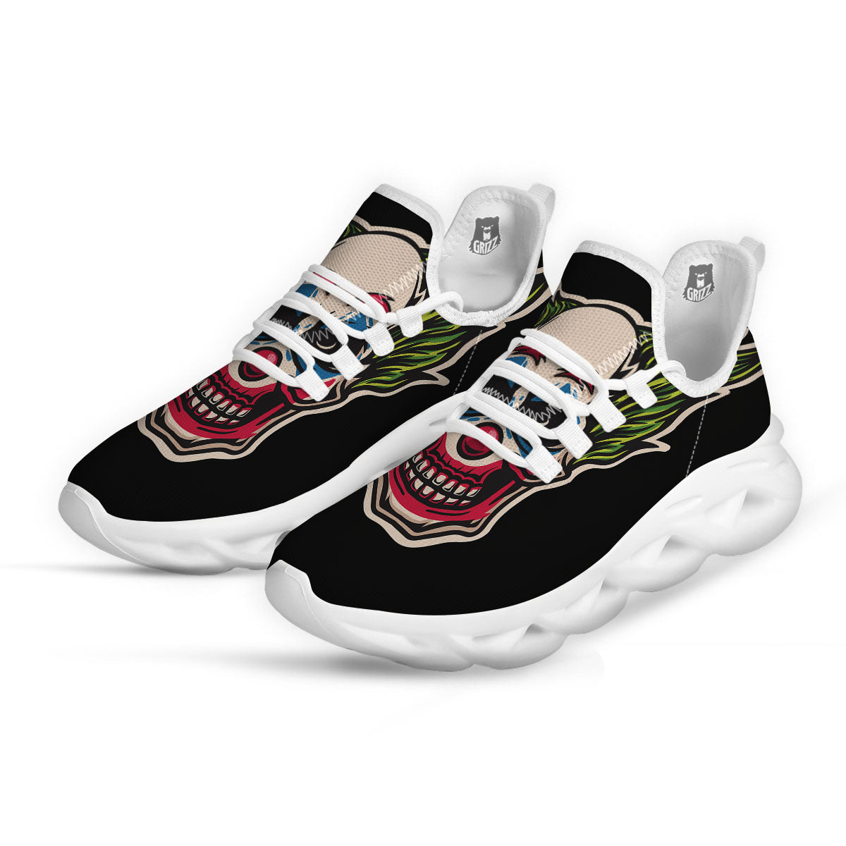Clown Scary Cartoon Print White Running Shoes-grizzshop