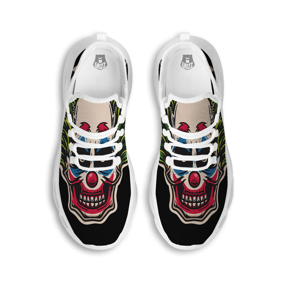 Clown Scary Cartoon Print White Running Shoes-grizzshop