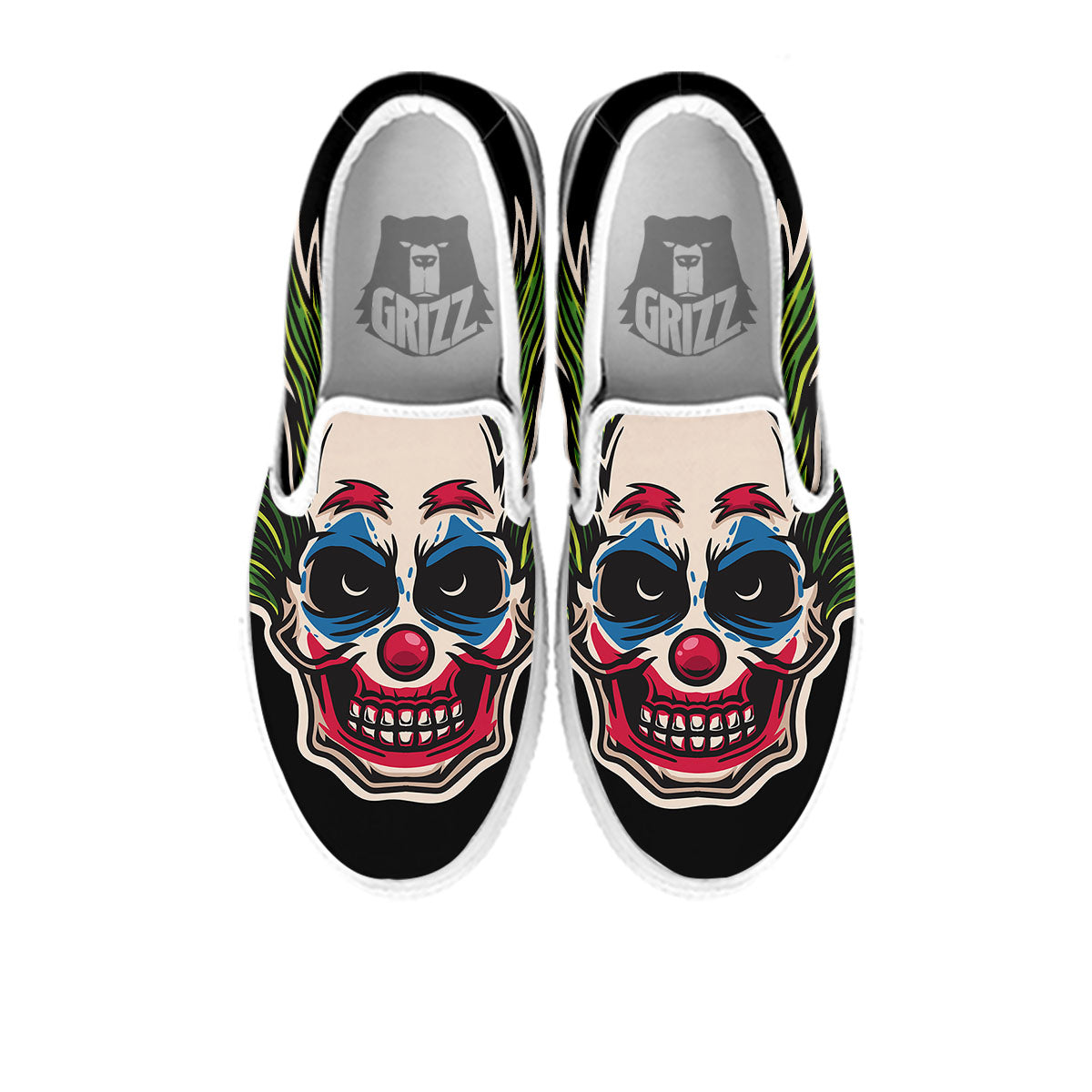 Clown Scary Cartoon Print White Slip On Shoes-grizzshop