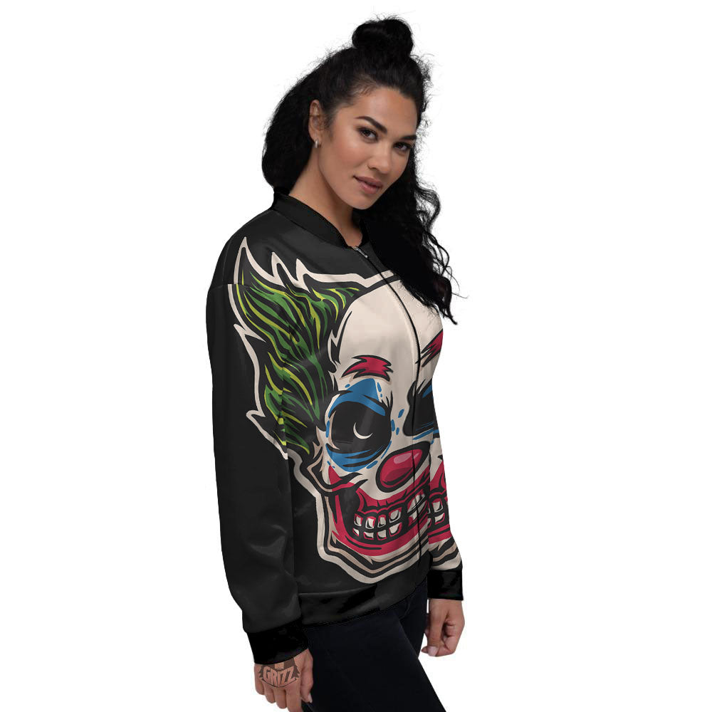 Clown Scary Cartoon Print Women's Bomber Jacket-grizzshop