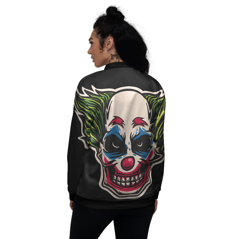 Clown Scary Cartoon Print Women's Bomber Jacket-grizzshop