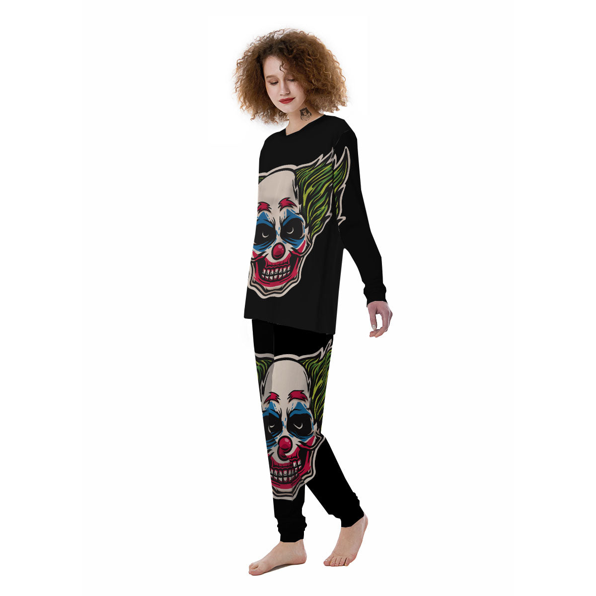 Clown Scary Cartoon Print Women's Pajamas-grizzshop