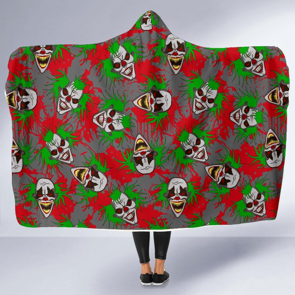 Clown Scary Pattern Print Hooded Blanket-grizzshop