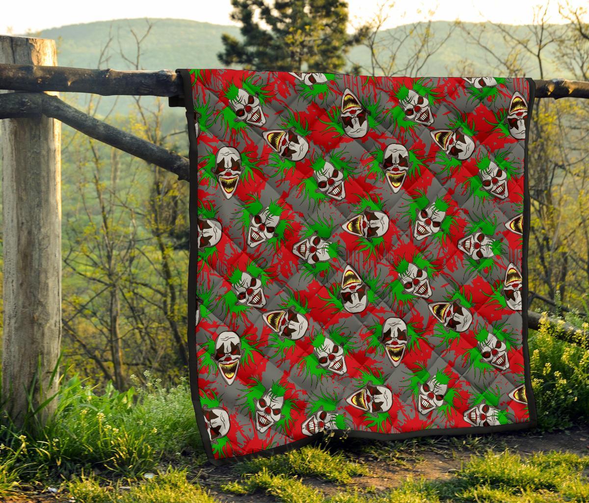 Clown Scary Pattern Print Quilt-grizzshop