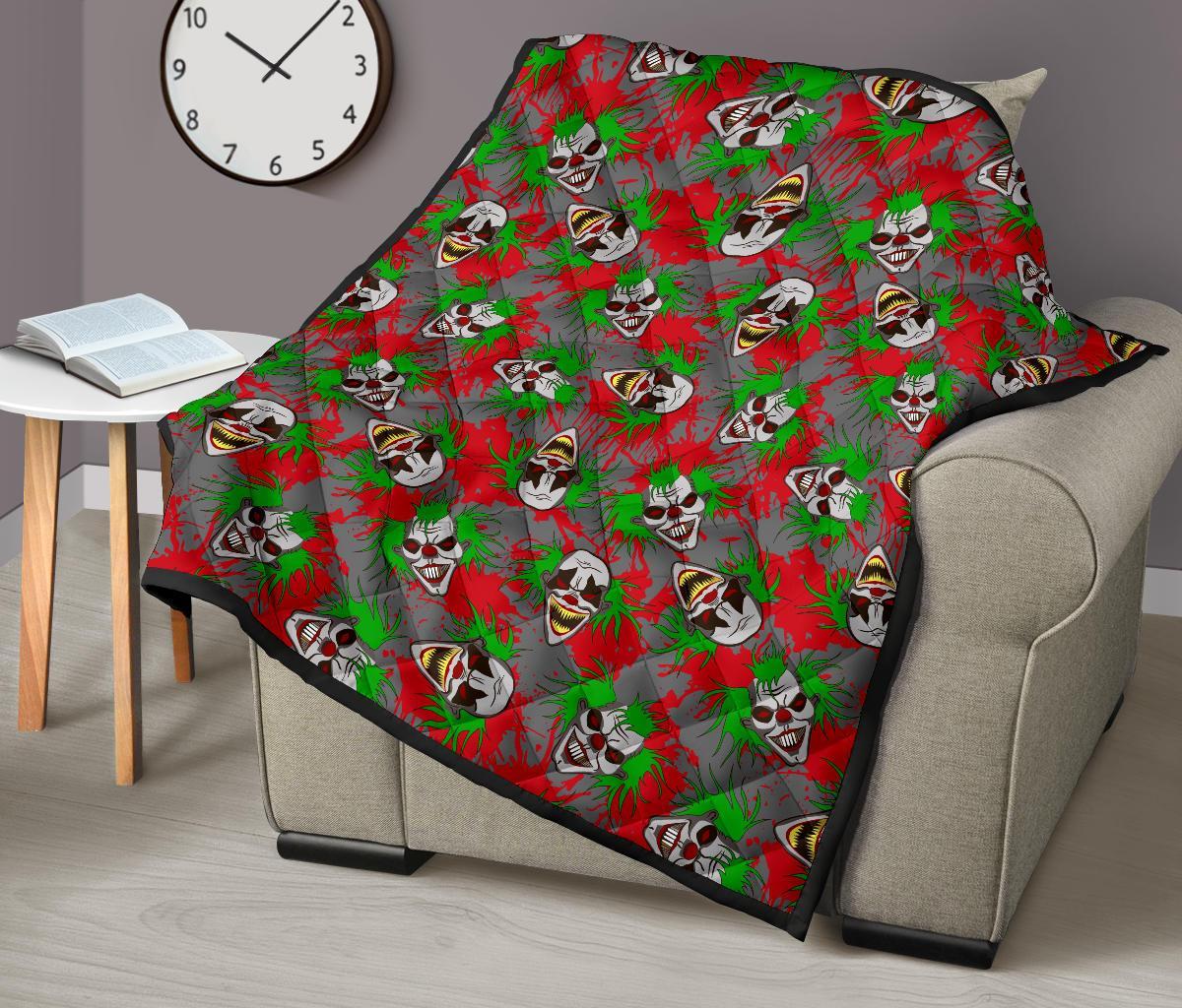 Clown Scary Pattern Print Quilt-grizzshop