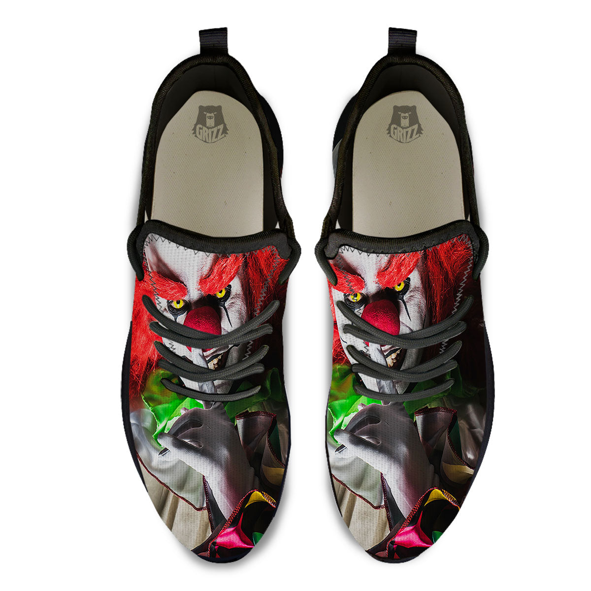 Clown Scary Print Black Athletic Shoes-grizzshop