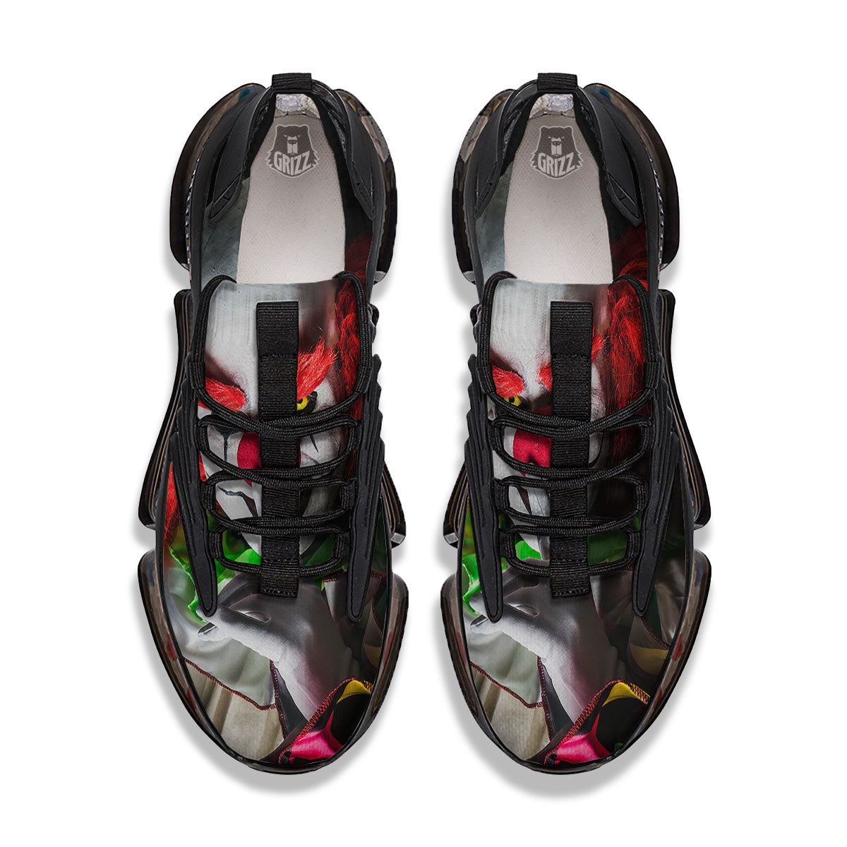 Clown Scary Print Black Gym Shoes-grizzshop