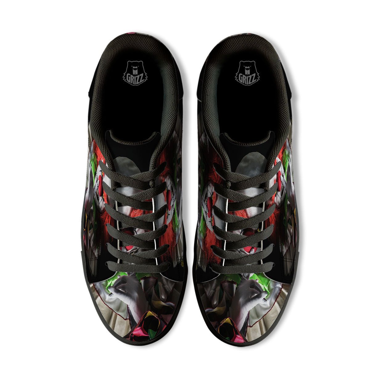 Clown Scary Print Black Low Top Sneakers-grizzshop