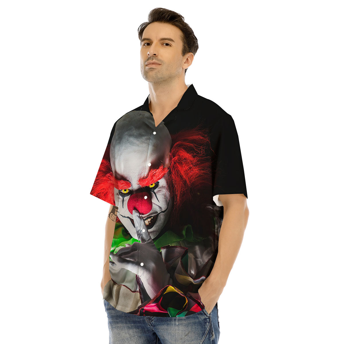Clown Scary Print Men's Hawaiian Shirt-grizzshop