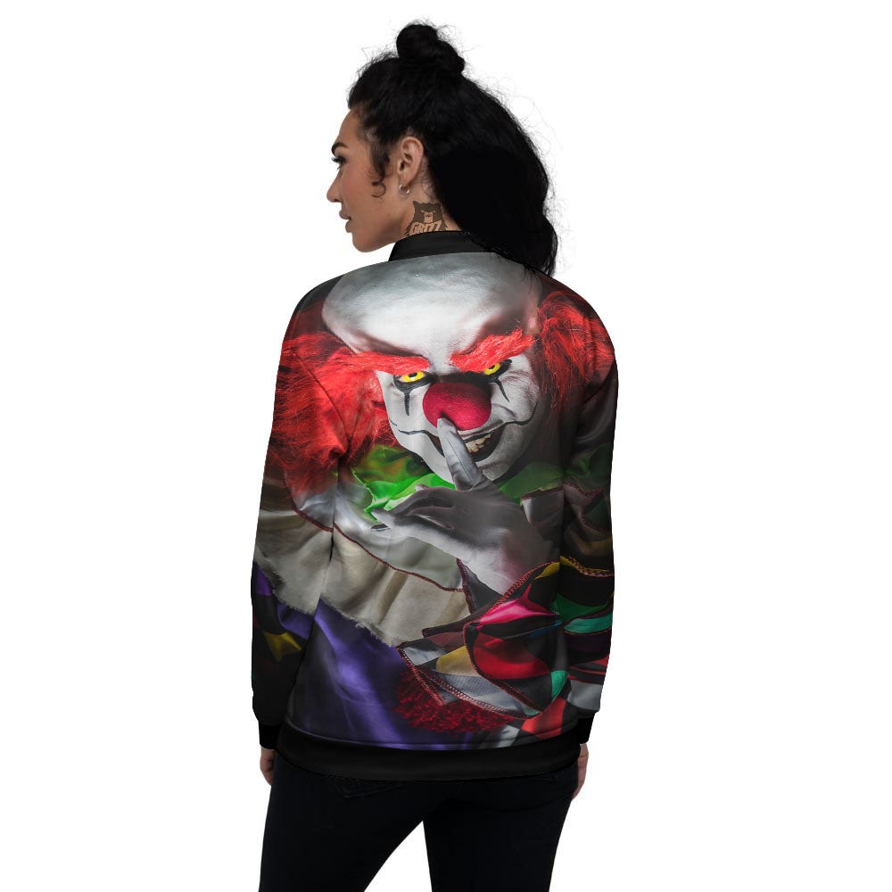 Clown Scary Print Women's Bomber Jacket-grizzshop