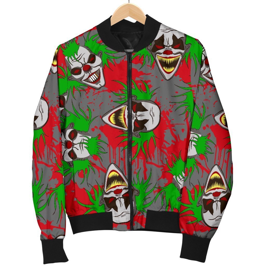 Clown Scary Pattern Print Women Casual Bomber Jacket-grizzshop