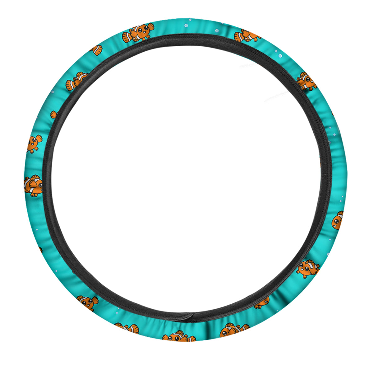 Clownfish Cute Watercolor Blue Print Pattern Car Steering Wheel Cover-grizzshop