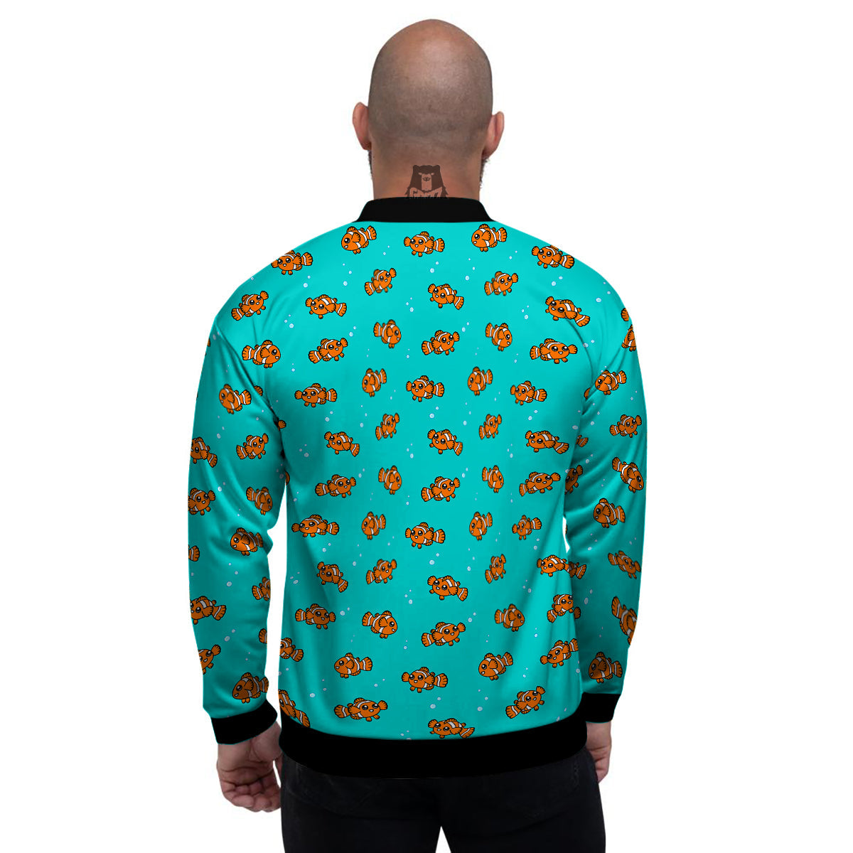 Clownfish Cute Watercolor Blue Print Pattern Men's Bomber Jacket-grizzshop