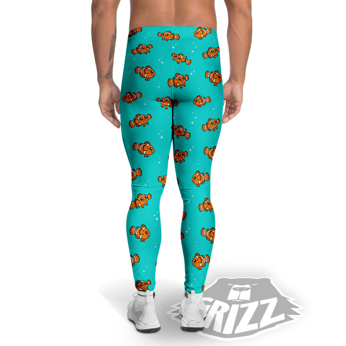 Clownfish Cute Watercolor Blue Print Pattern Men's Leggings-grizzshop