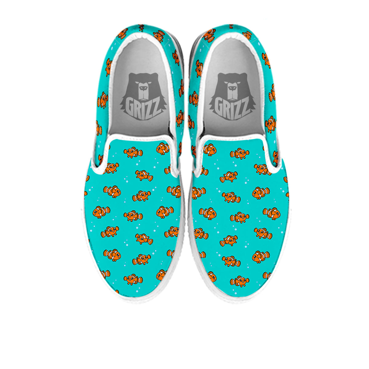 Clownfish Cute Watercolor Blue Print Pattern White Slip On Shoes-grizzshop