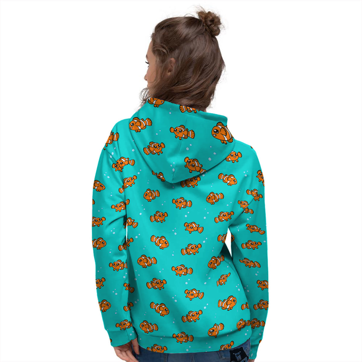 Clownfish Cute Watercolor Blue Print Pattern Women's Hoodie-grizzshop