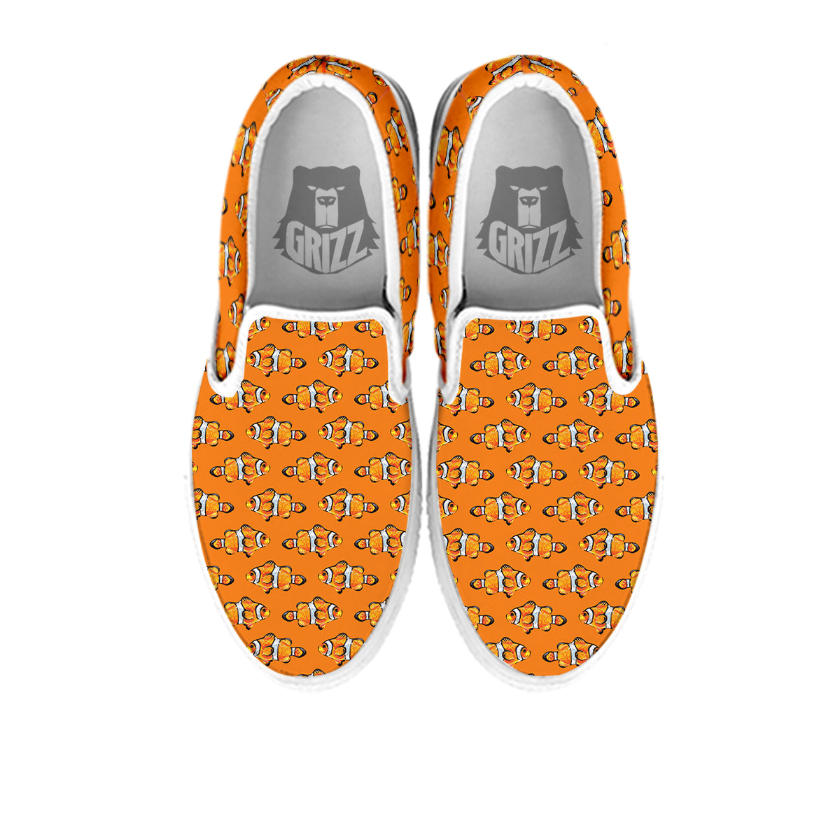 Clownfish Orange Print Pattern White Slip On Shoes-grizzshop