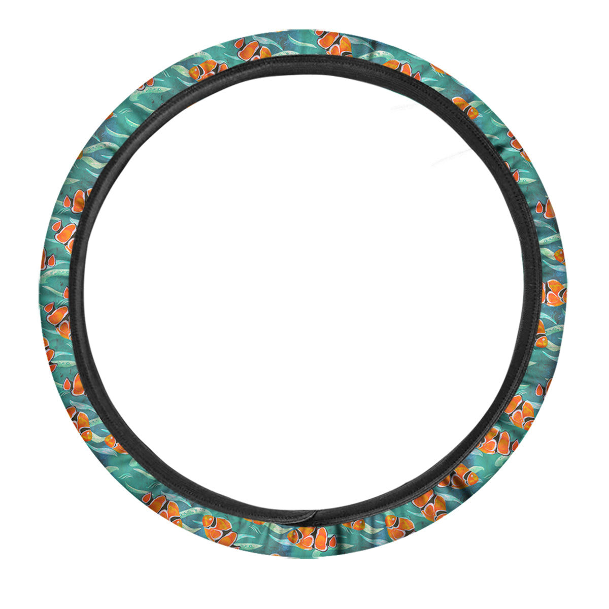 Clownfish Watercolor Blue Print Pattern Car Steering Wheel Cover-grizzshop