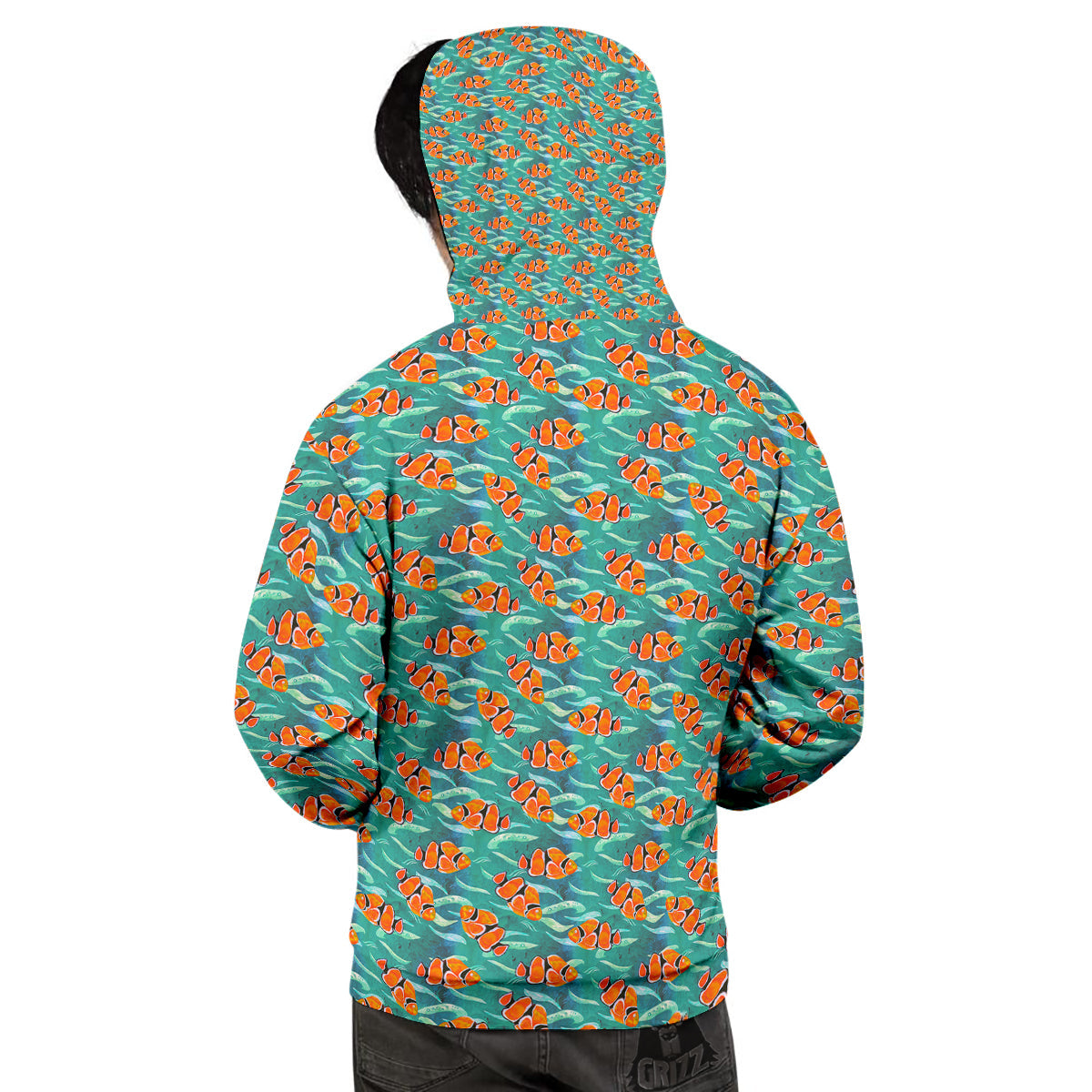 Clownfish Watercolor Blue Print Pattern Men's Hoodie-grizzshop