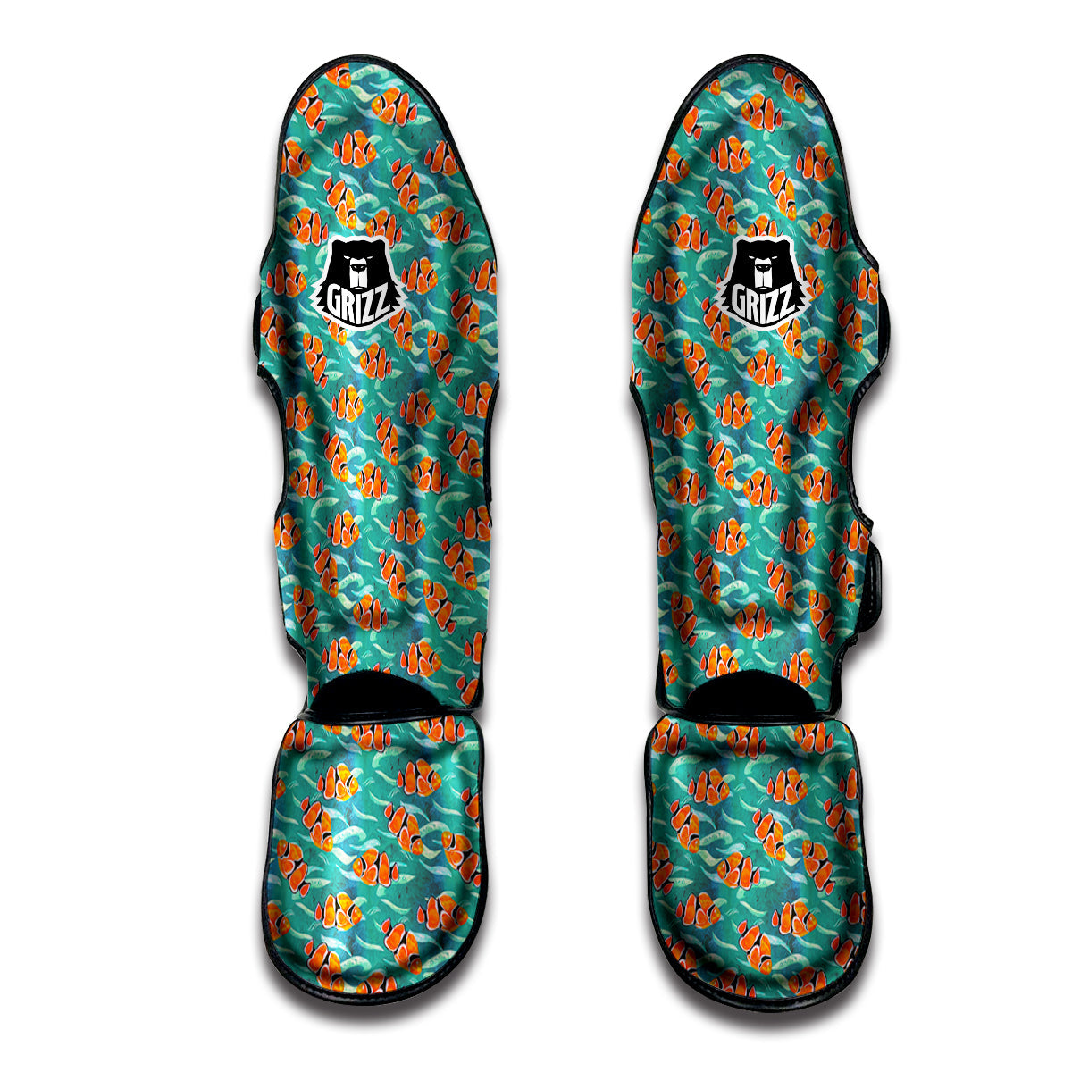 Clownfish Watercolor Blue Print Pattern Muay Thai Shin Guards-grizzshop