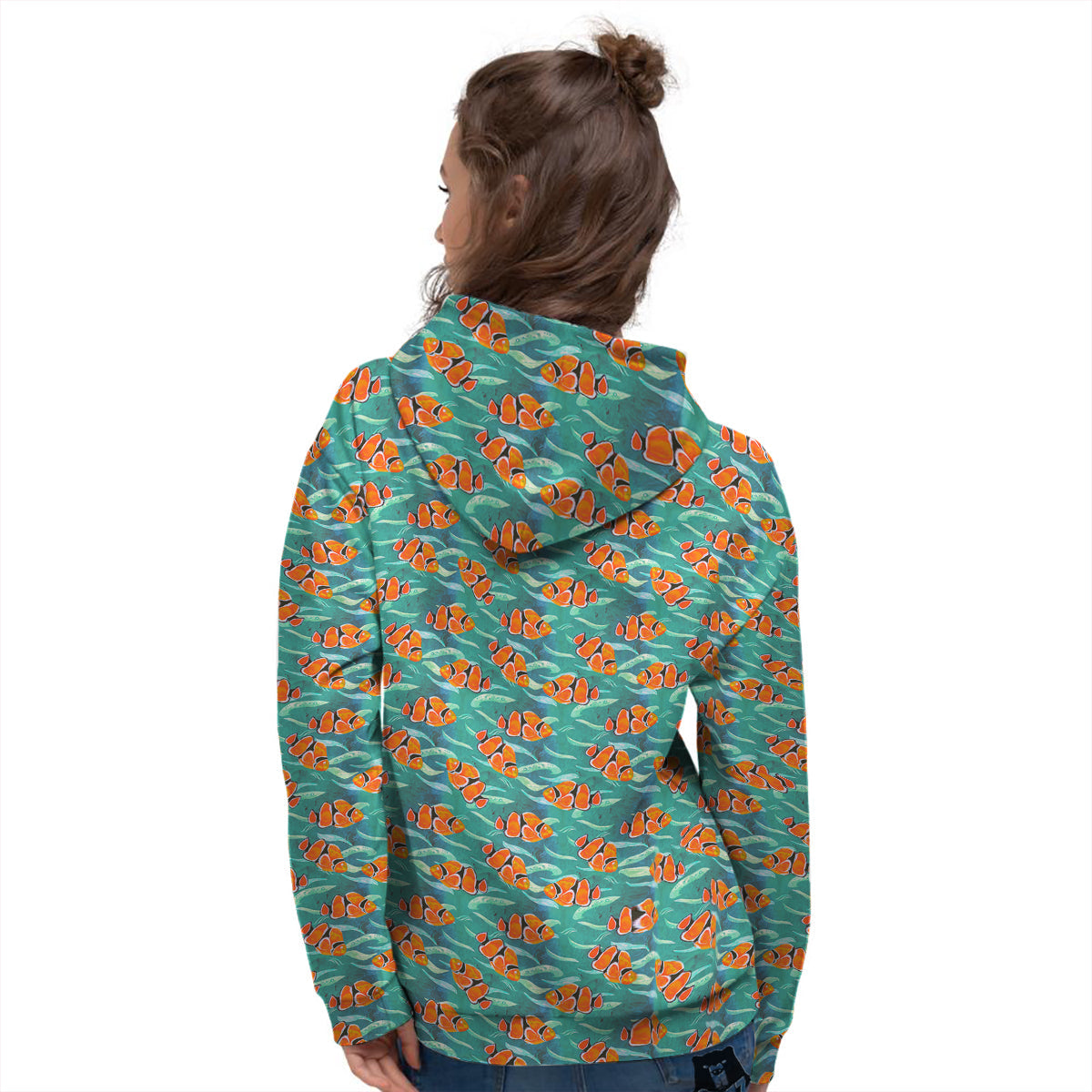 Clownfish Watercolor Blue Print Pattern Women's Hoodie-grizzshop