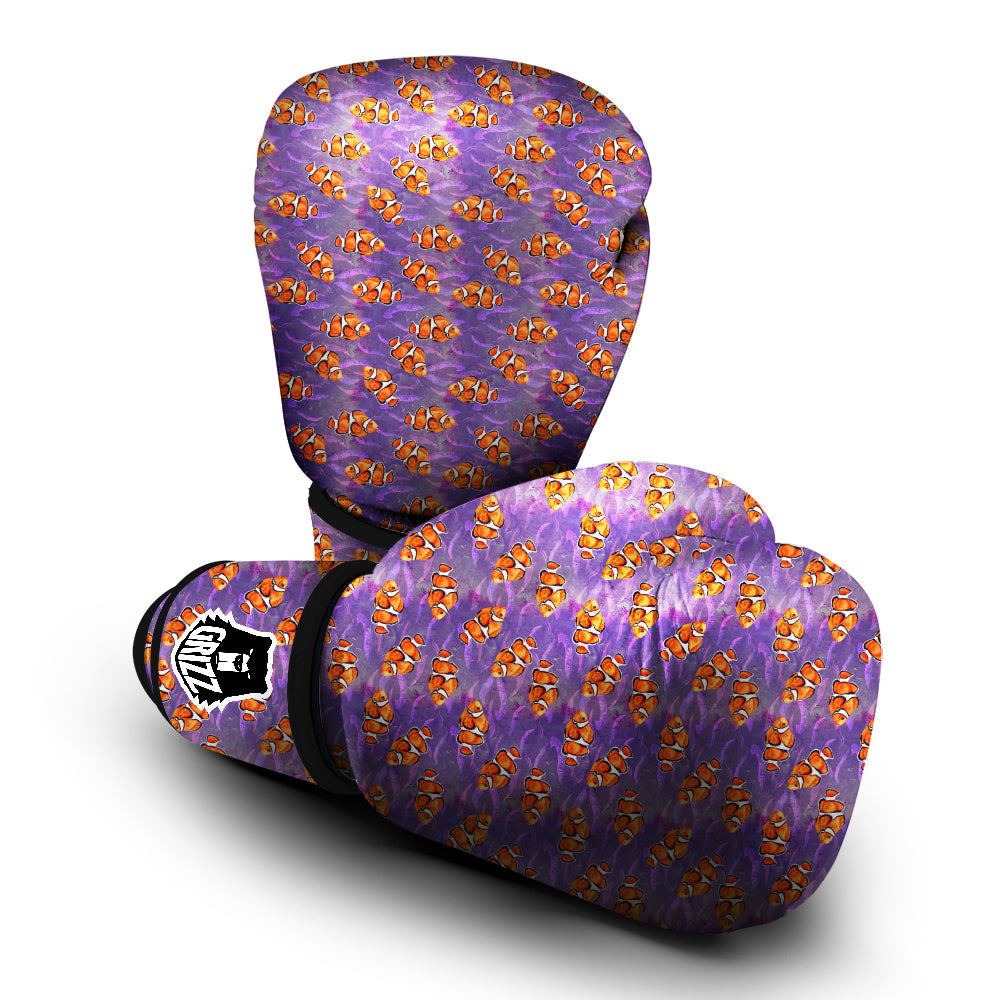 Clownfish Watercolor Purple Print Pattern Boxing Gloves-grizzshop